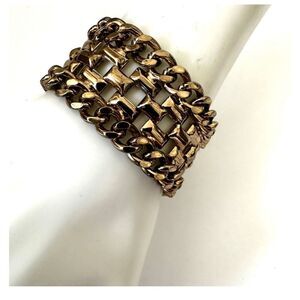 Gold tone wide chain bracelet